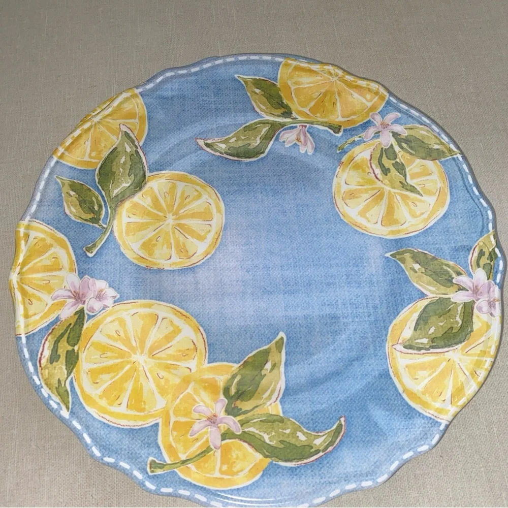 Nicole Miller Melamine Lemon Print Dinner Plates Set‎ Of 4